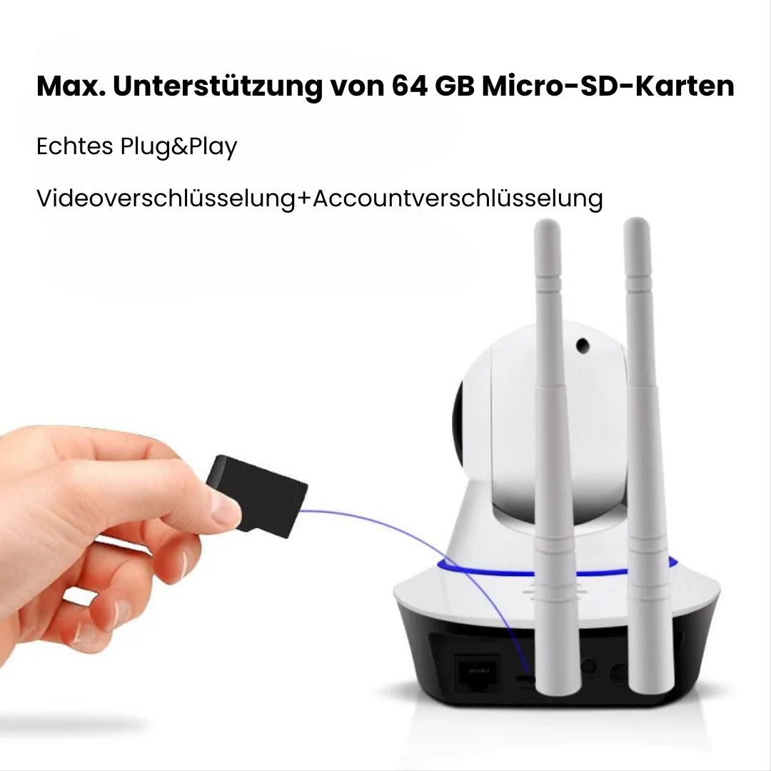 Smarte WLAN Haustier HD-Kamera mit Zwei-Wege-Audio inclusive 32GB-SD Karte für Zuhause