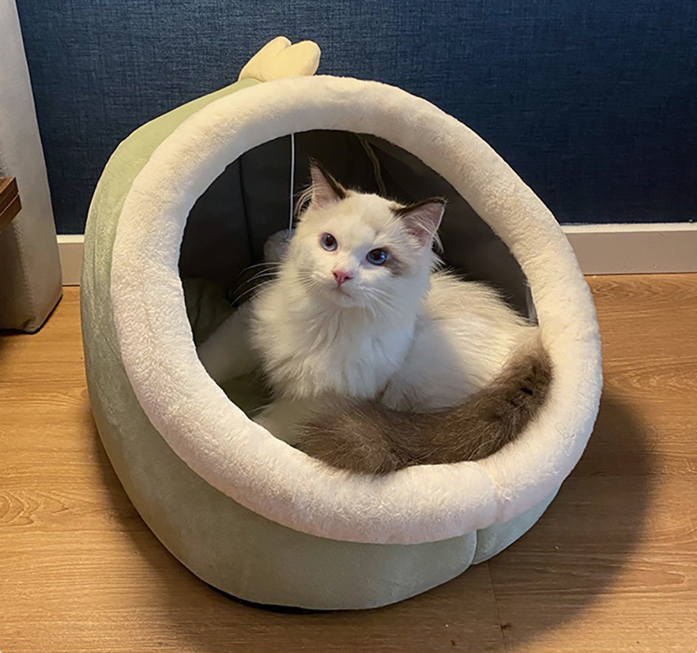 Kuscheliges Höhlenbett für Katzen