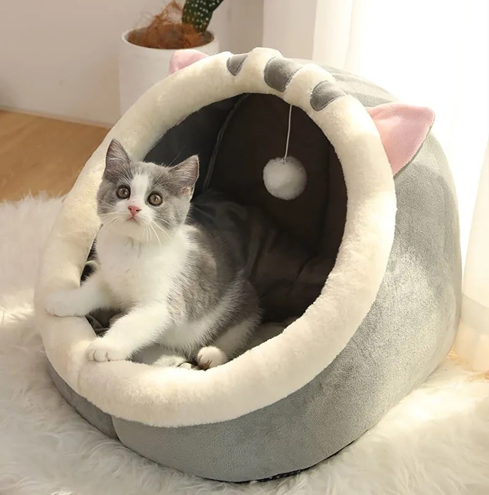 Kuscheliges Höhlenbett für Katzen