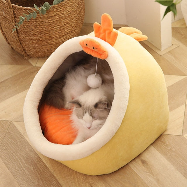 Kuscheliges Höhlenbett für Katzen