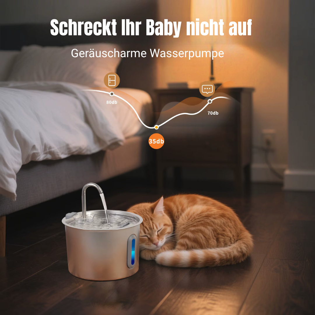 Flüsterleiser Trinkbrunnen - Wasserspender für Haustiere
