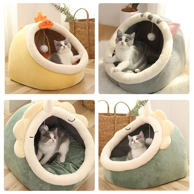 Kuscheliges Höhlenbett für Katzen