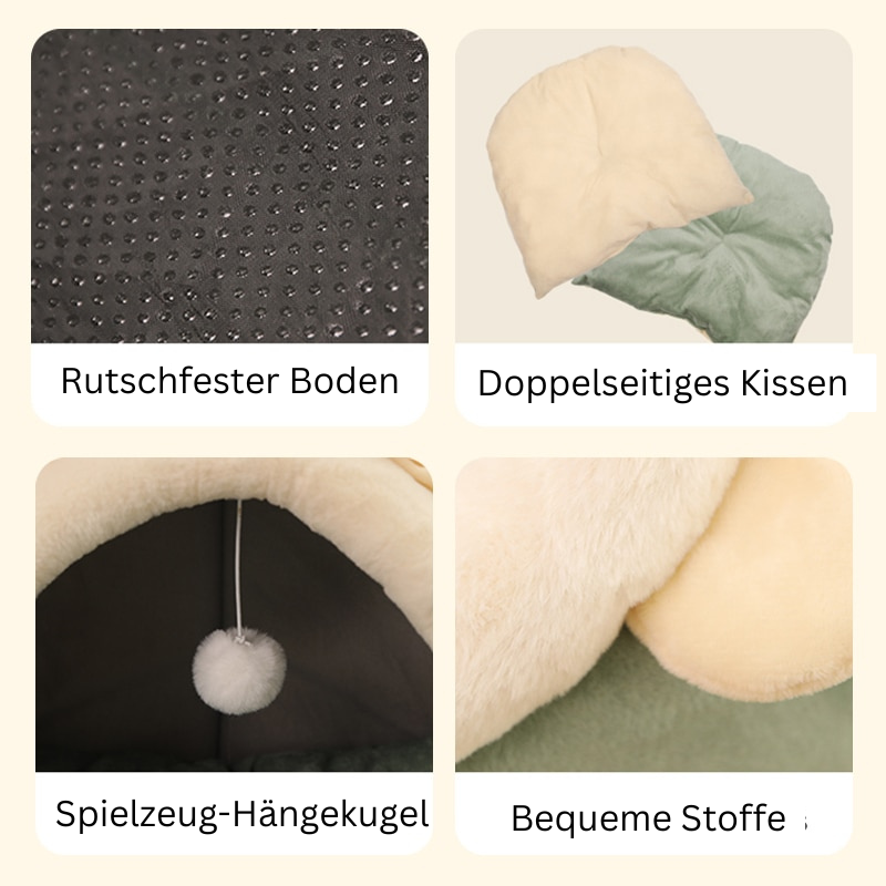 Kuscheliges Höhlenbett für Katzen