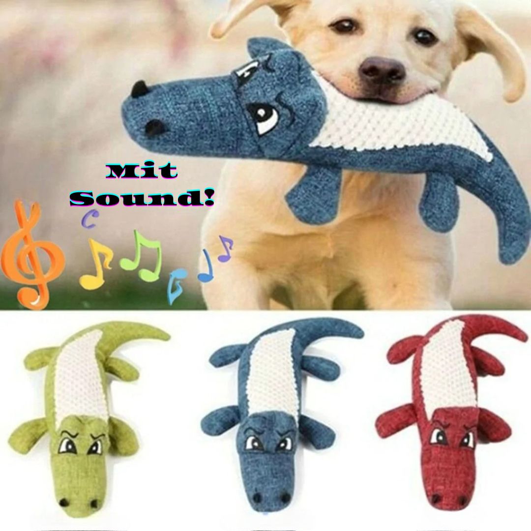 Krokodil - Hundespielzeug: Quietschendes Kauspielzeug zur Zahnreinigung