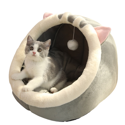 Kuscheliges Höhlenbett für Katzen