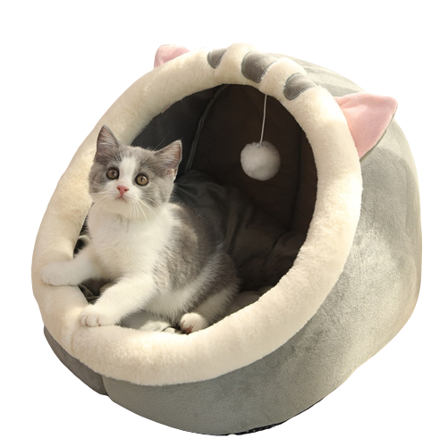 Kuscheliges Höhlenbett für Katzen