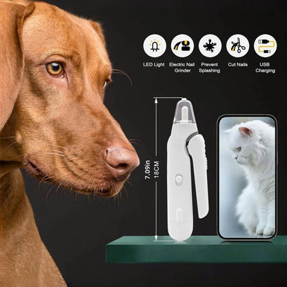 Professionelle elektrische Nagelschere und -schleifer für Hunde und Katzen mit LED-Licht und USB