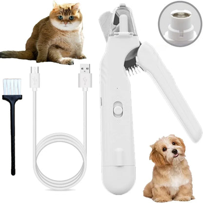 Professionelle elektrische Nagelschere und -schleifer für Hunde und Katzen mit LED-Licht und USB