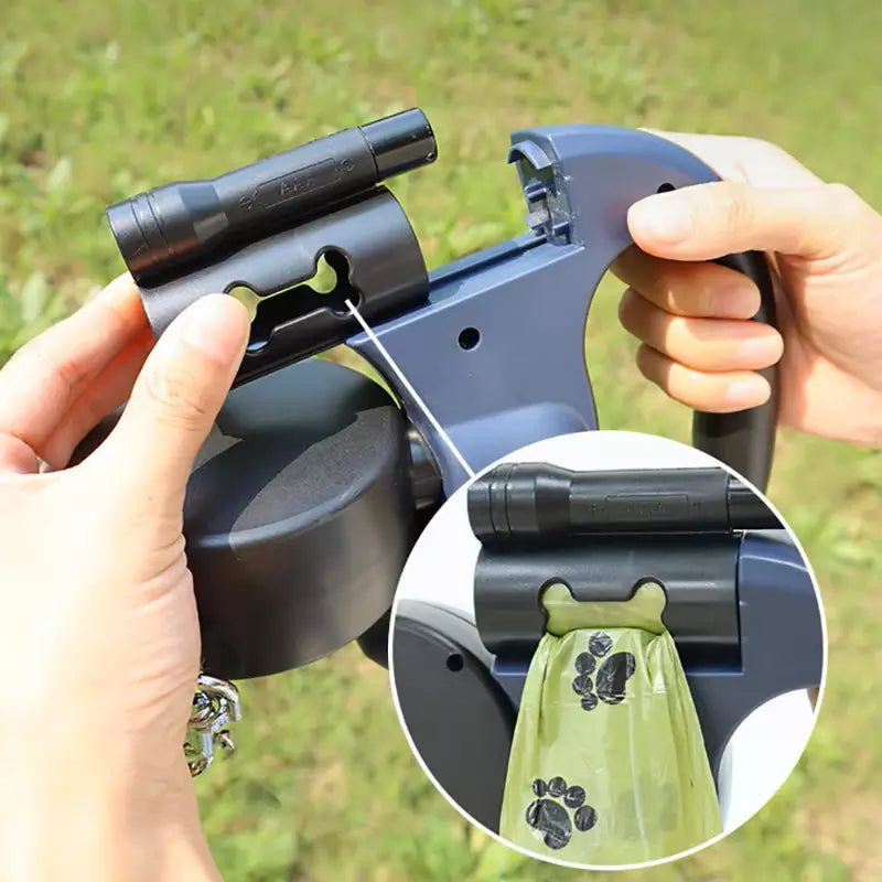 Doppelte einziehbare Hundeleine mit Licht