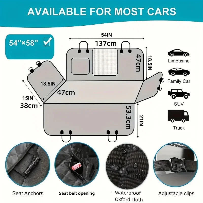 4-in-1 Premium Wasserdichte Autositzabdeckung für Hundetransport