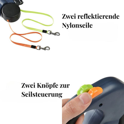 Doppelte einziehbare Hundeleine mit Licht