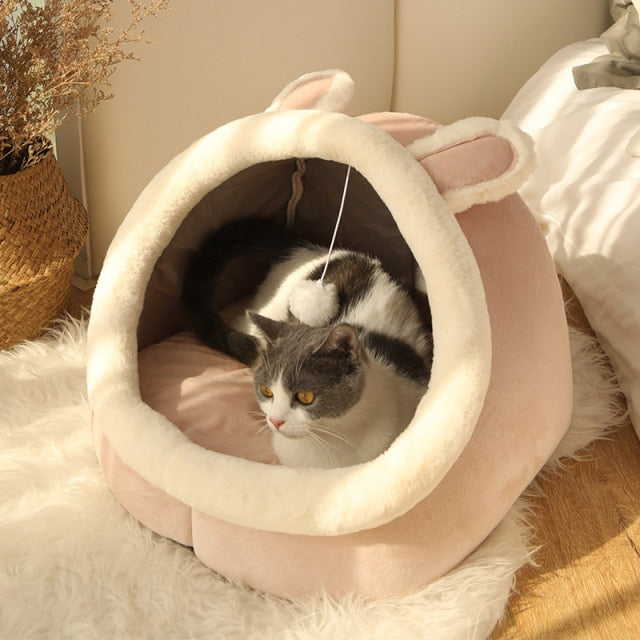 Kuscheliges Höhlenbett für Katzen