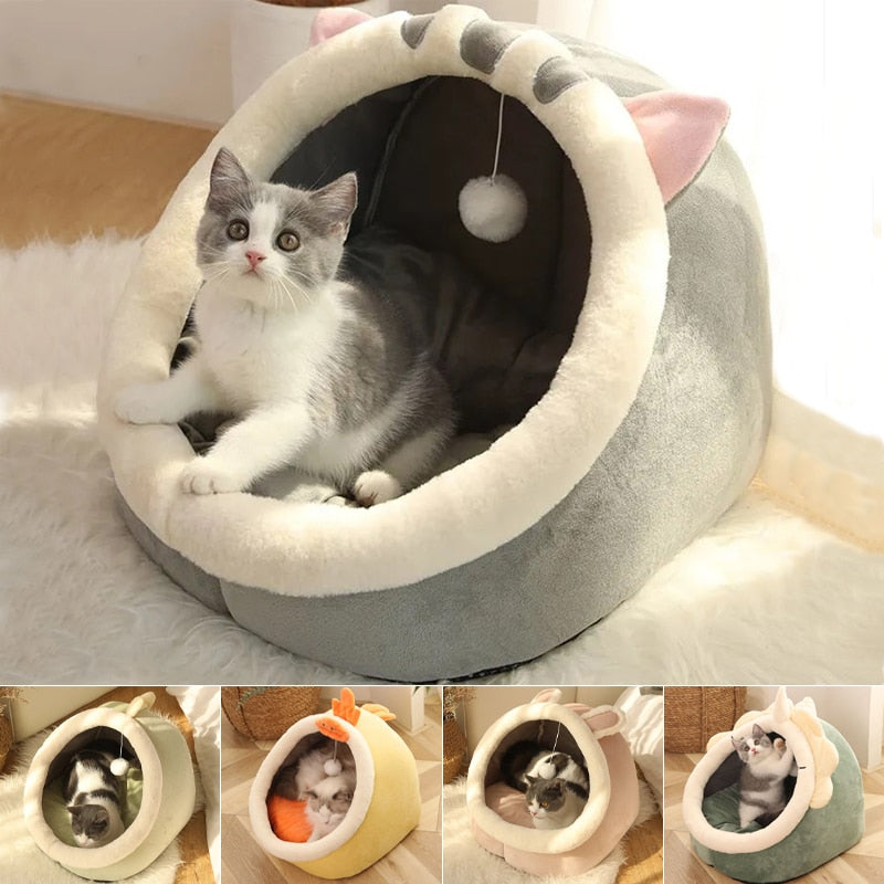 Kuscheliges Höhlenbett für Katzen
